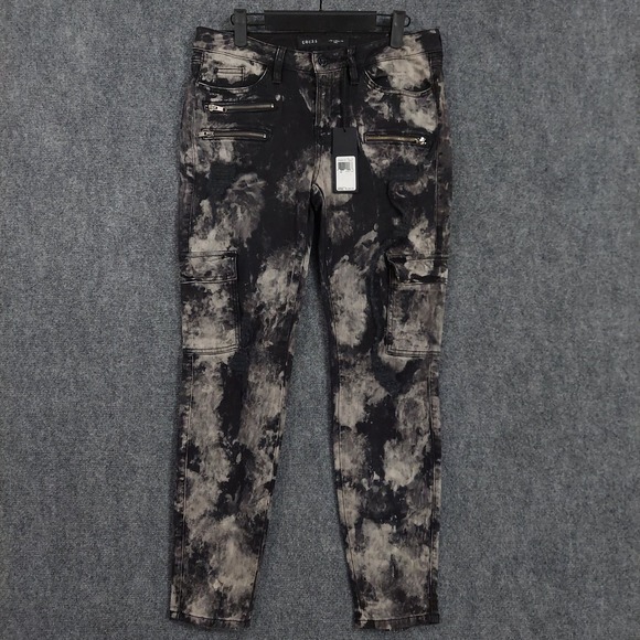 Guess Other - GUESS Pants Mens Fits 30x29 Black Ink Blot Cargo Slim Skinny Ankle Zip